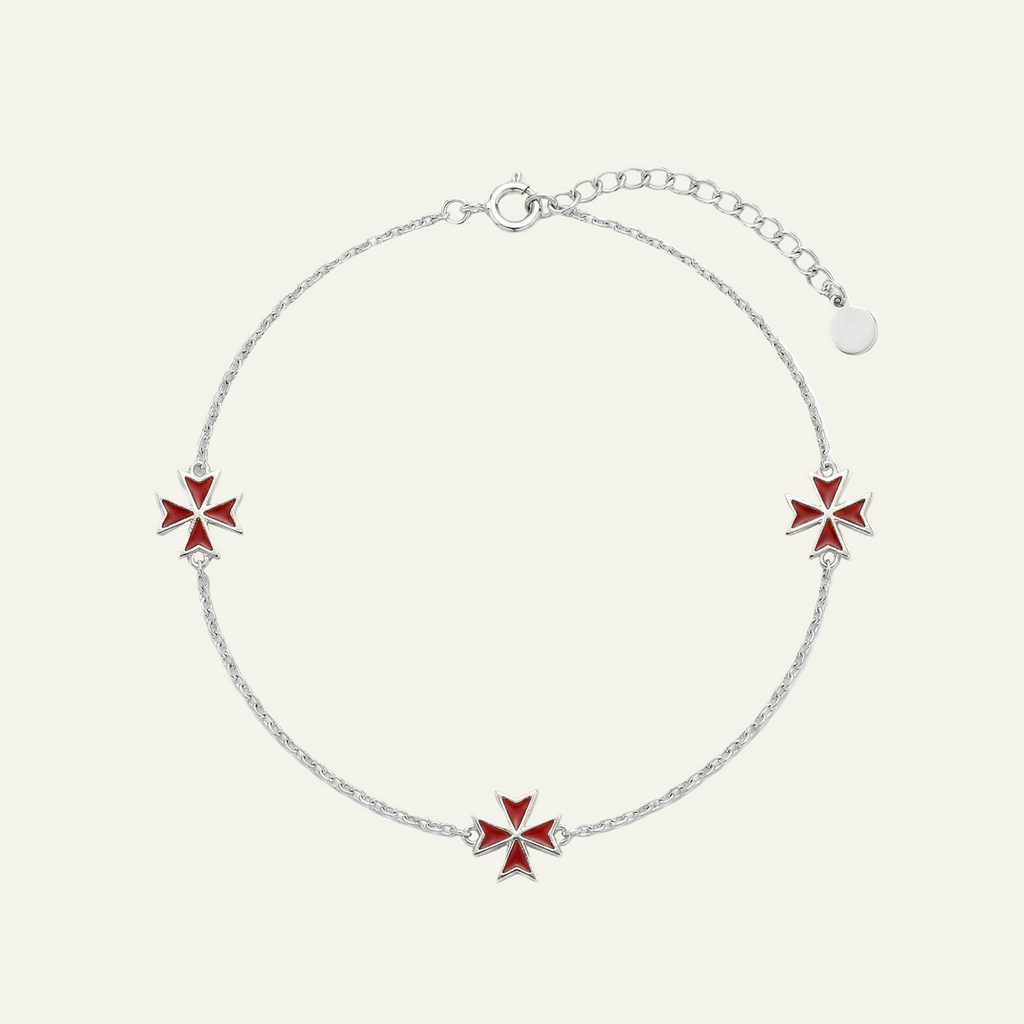 Silver 925 - Maltese Cross Bracelet - Rhodium Plated
