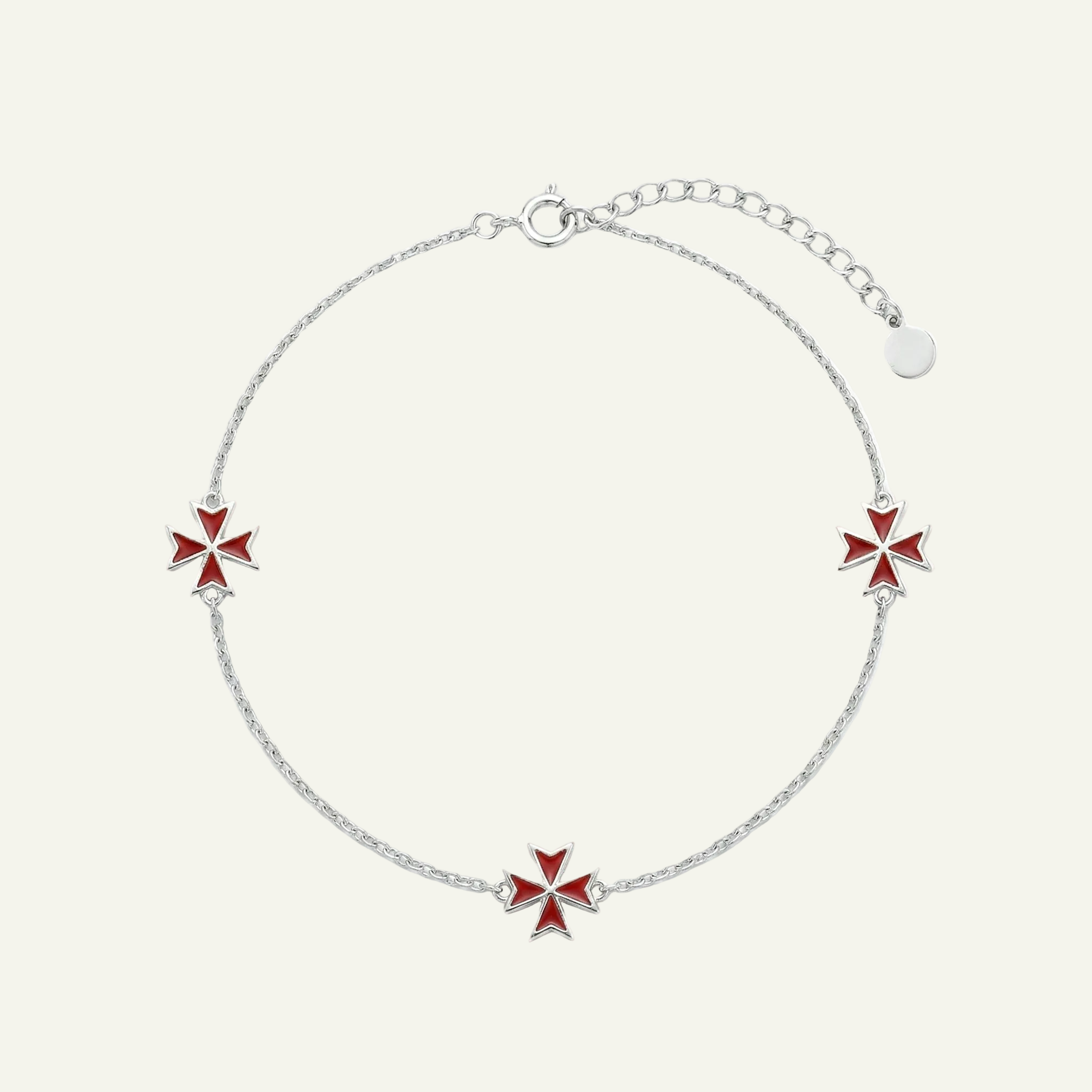Silver 925 - Maltese Cross Bracelet - Rhodium Plated