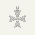 Silver 925 - Maltese Cross Pendant - Rhodium Plated