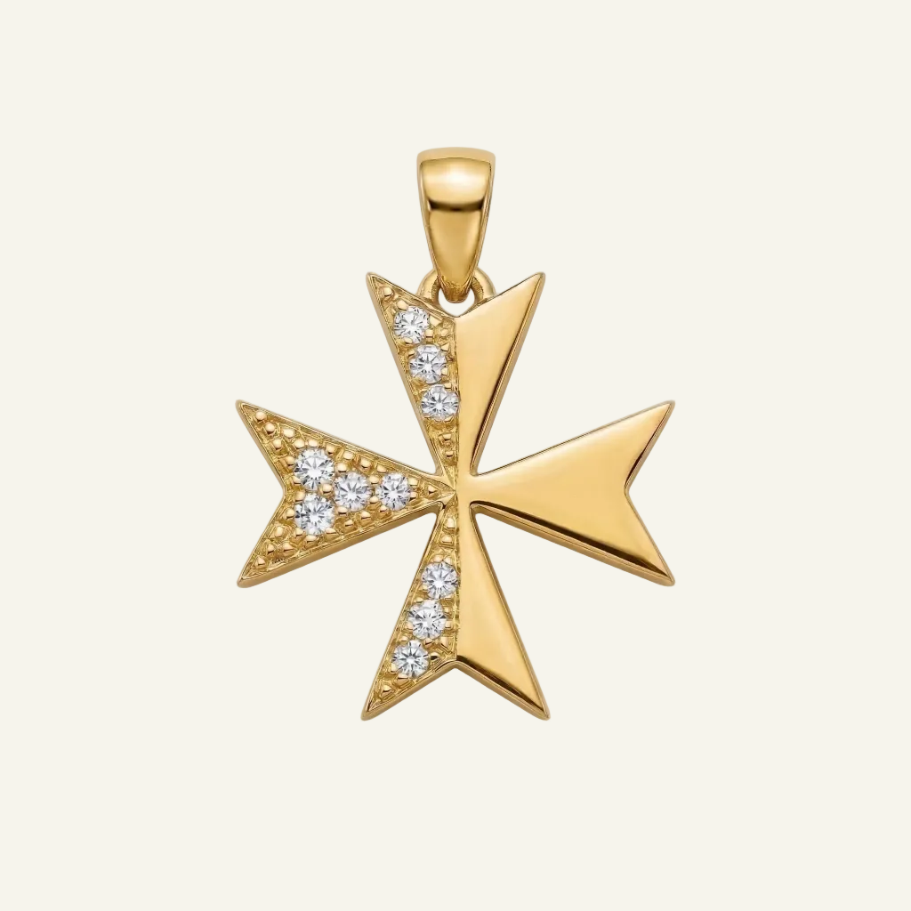 Silver 925 - Maltese Cross Pendant - Gold Plated