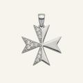 Silver 925 - Maltese Cross Pendant - Rhodium Plated