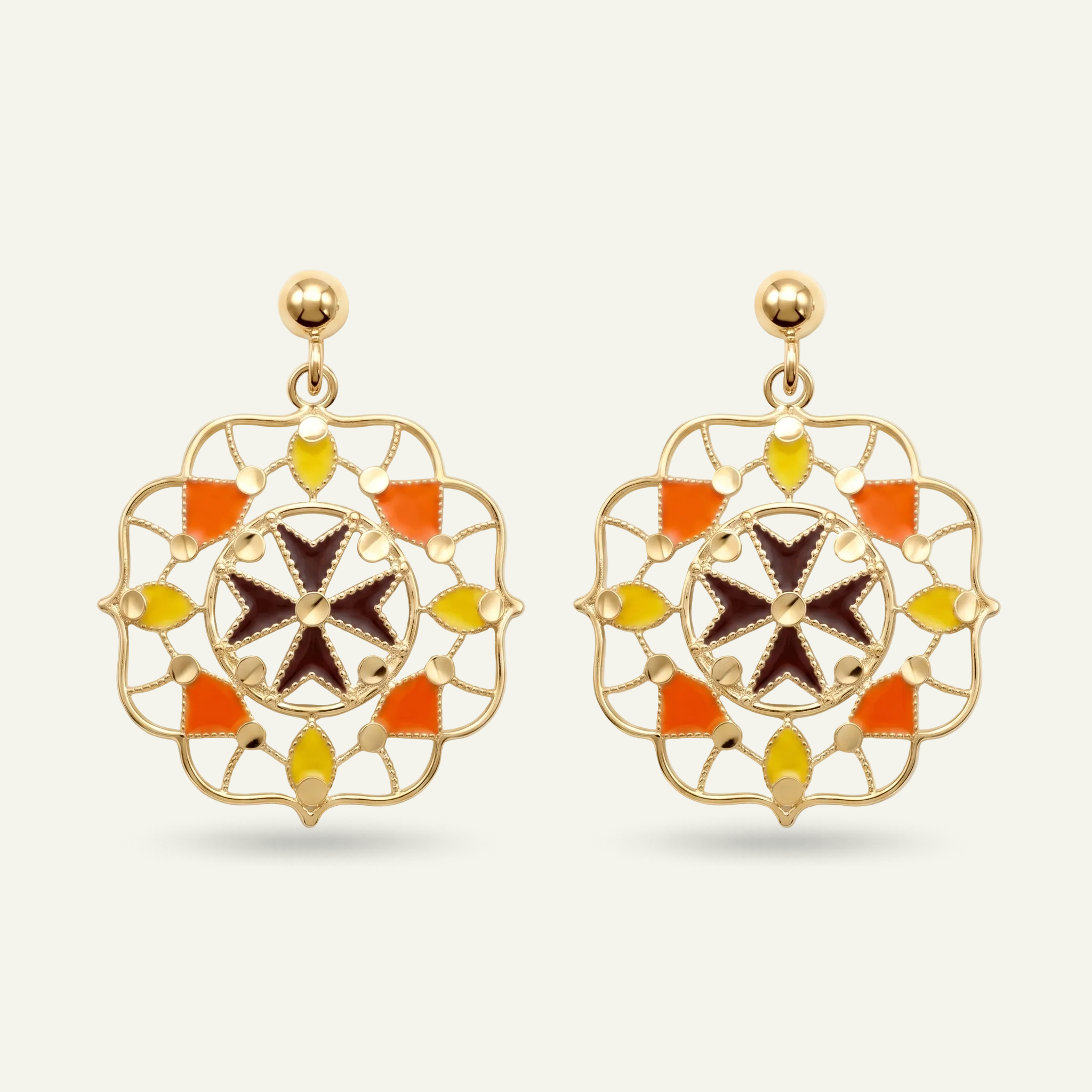Silver 925 - Maltese Cross Earrings - Gold Plated
