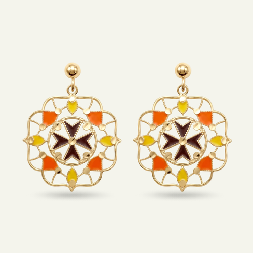 Silver 925 - Maltese Cross Earrings - Gold Plated