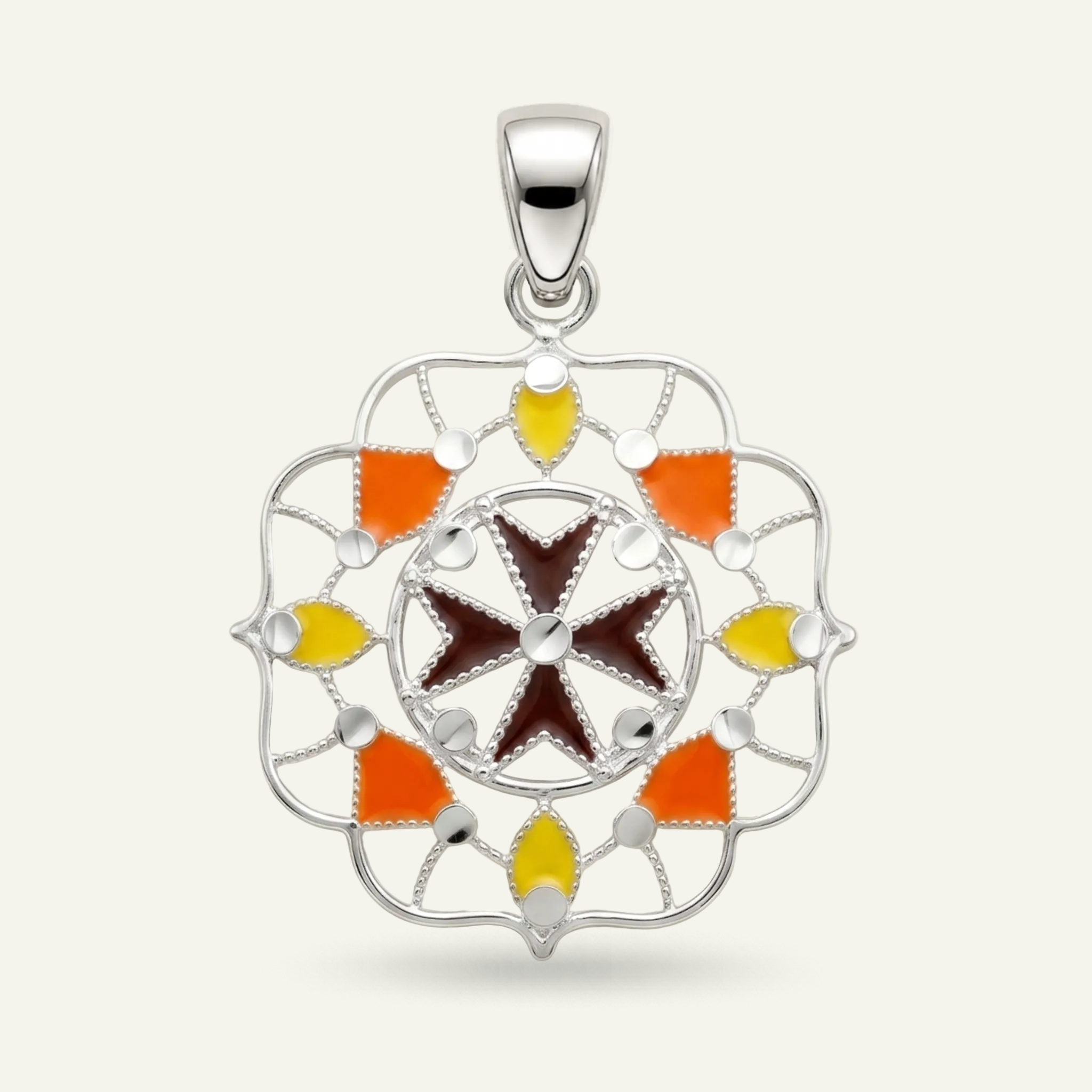 Silver 925 - Maltese Cross Pendant - Rhodium Plated