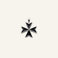 Silver 925 - Maltese Cross Black Pendant - Rhodium Plated