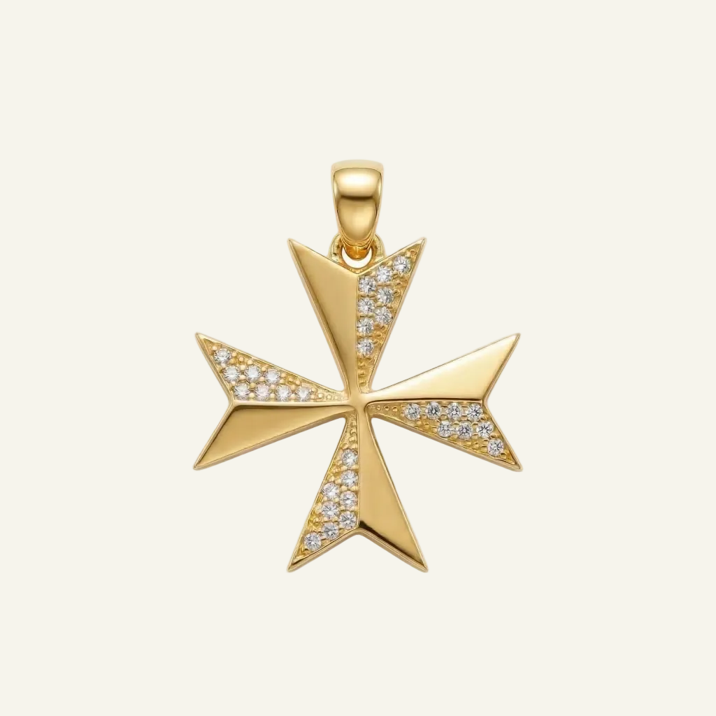 Silver 925 - Maltese Cross Pendant - Gold Plated