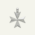 Silver 925 - Maltese Cross Pendant - Rhodium Plated
