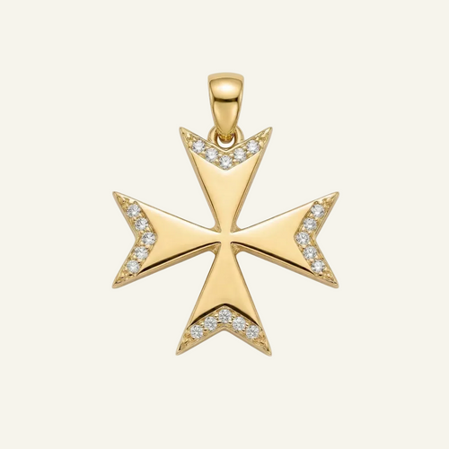 Silver 925 - Maltese Cross Pendant - Gold Plated