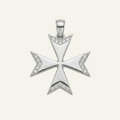 Silver 925 - Maltese Cross Pendant - Rhodium Plated