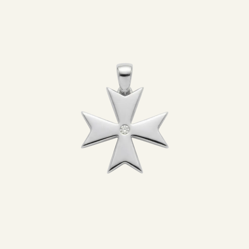 Silver 925 - Maltese Cross Pendant - Rhodium Plated