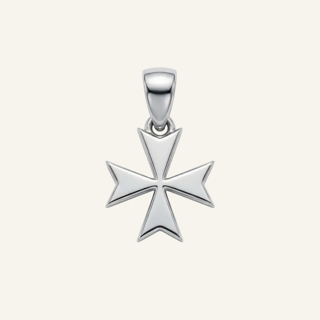 Silver 925 - Maltese Cross Pendant - Rhodium Plated