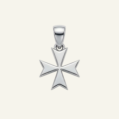 Silver 925 - Maltese Cross Pendant - Rhodium Plated